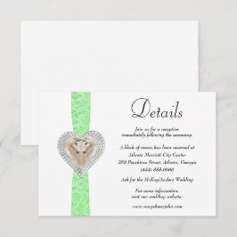 Tarjeta De Recepción Detalles del Boda de encaje verde de Unicorn