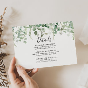 Tarjeta De Recepción Detalles del Boda de energía verde del eucalipto d