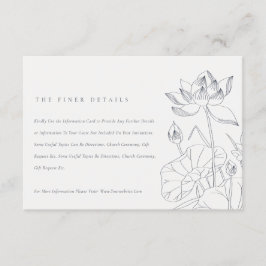 Tarjeta De Recepción Detalles del Boda de esbozo mínimo acuático-floral