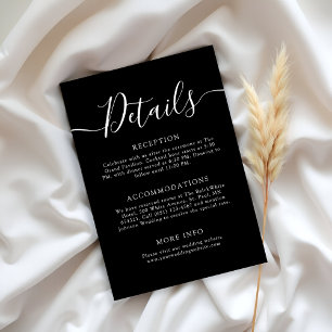 Tarjeta De Recepción Detalles del Boda de escritura blanca Minimalista