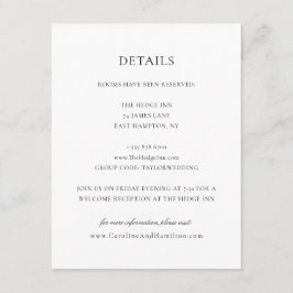Tarjeta De Recepción Detalles del Boda de escritura negra simple de Car