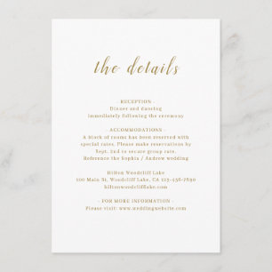 Tarjeta De Recepción Detalles del boda de escritura romántico simple do
