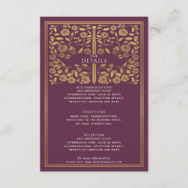 Tarjeta De Recepción Detalles del Boda de espadas medieval de Mauve Roy