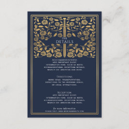 Tarjeta De Recepción Detalles del Boda de espadas medievales azul