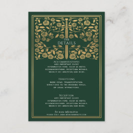 Tarjeta De Recepción Detalles del Boda de espadas medievales verde