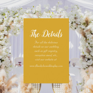 Tarjeta De Recepción Detalles del Boda de estilo sencillo amarillo dora