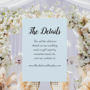 Tarjeta De Recepción Detalles del Boda de estilo sencillo azul claro