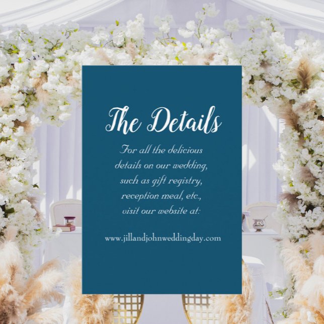 Tarjeta De Recepción Detalles del Boda de estilo sencillo azul verde az (In Situ Wedding)