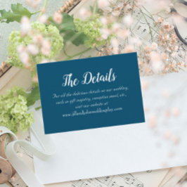 Tarjeta De Recepción Detalles del Boda de estilo sencillo azul verde az