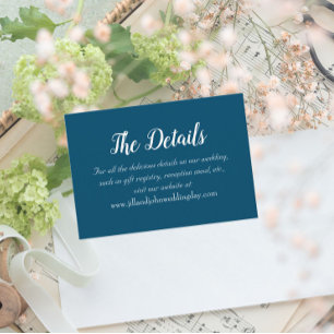 Tarjeta De Recepción Detalles del Boda de estilo sencillo azul verde az