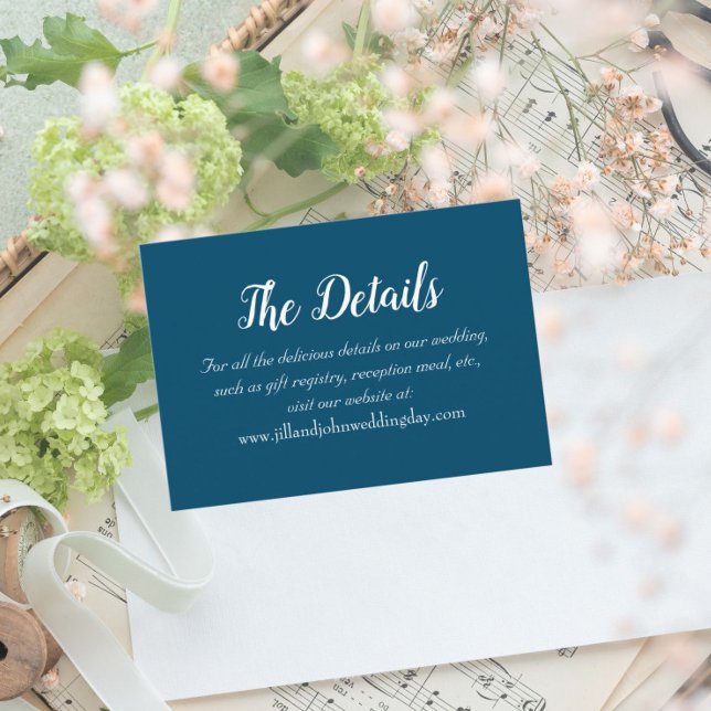 Tarjeta De Recepción Detalles del Boda de estilo sencillo azul verde az (In Situ Wedding)