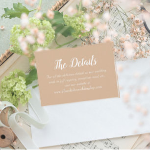 Tarjeta De Recepción Detalles del Boda de estilo sencillo beige