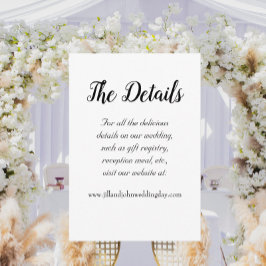 Tarjeta De Recepción Detalles del Boda de estilo sencillo blanco