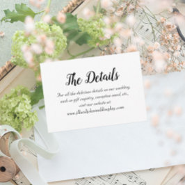 Tarjeta De Recepción Detalles del Boda de estilo sencillo blanco