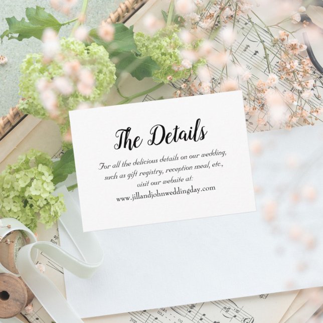 Tarjeta De Recepción Detalles del Boda de estilo sencillo blanco (In Situ Wedding)