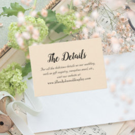 Tarjeta De Recepción Detalles del Boda de estilo sencillo color champag