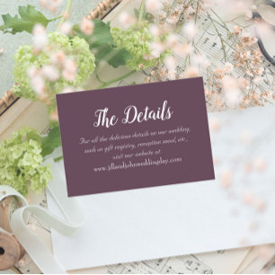 Tarjeta De Recepción Detalles del Boda de estilo sencillo de ecompador