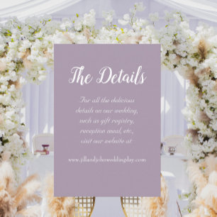 Tarjeta De Recepción Detalles del Boda de estilo sencillo de malva