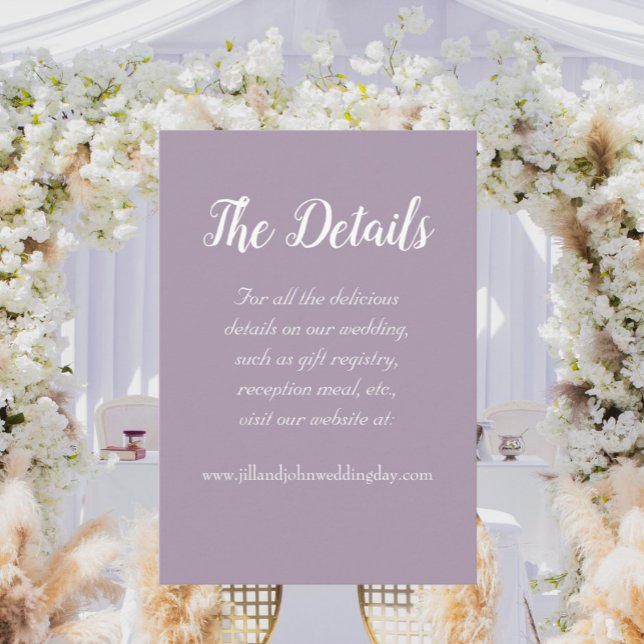 Tarjeta De Recepción Detalles del Boda de estilo sencillo de malva (In Situ Wedding)