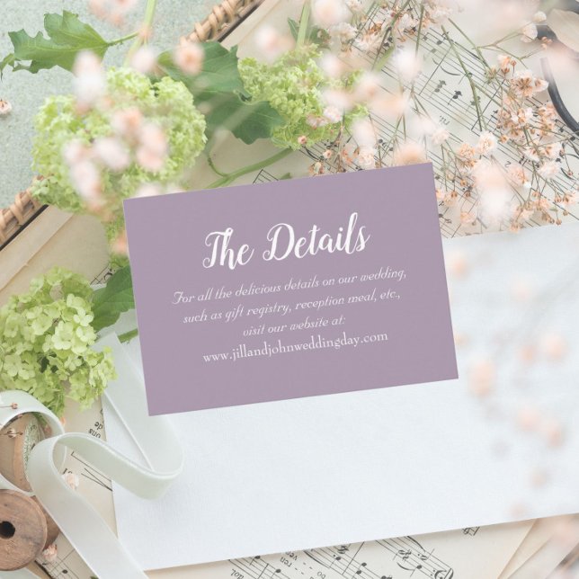 Tarjeta De Recepción Detalles del Boda de estilo sencillo de malva (In Situ Wedding)
