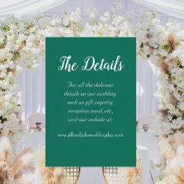 Tarjeta De Recepción Detalles del Boda de estilo sencillo verde esmeral