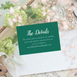 Tarjeta De Recepción Detalles del Boda de estilo sencillo verde esmeral
