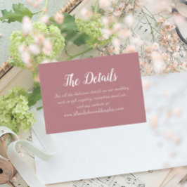 Tarjeta De Recepción Detalles del Boda de estilo sencillo y Rosa