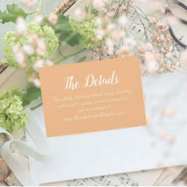 Tarjeta De Recepción Detalles del Boda de estilo simple de Peach