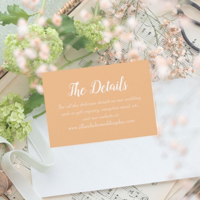 Tarjeta De Recepción Detalles del Boda de estilo simple de Peach (In Situ Wedding)