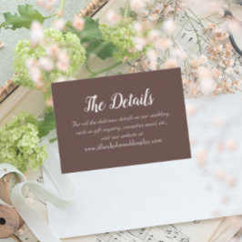 Tarjeta De Recepción Detalles del Boda de estilo simple de Taupe