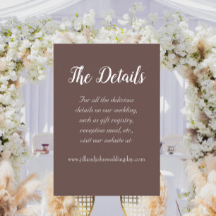 Tarjeta De Recepción Detalles del Boda de estilo simple de Taupe