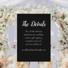 Tarjeta De Recepción Detalles del Boda de estilo simple negro