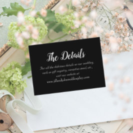 Tarjeta De Recepción Detalles del Boda de estilo simple negro