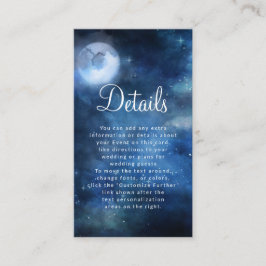 Tarjeta De Recepción Detalles del Boda de estrellas celestes de luna ll