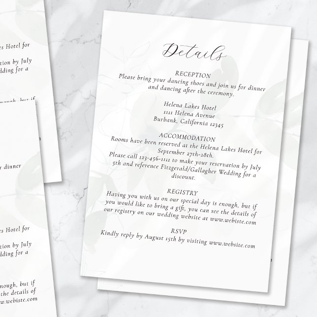 Tarjeta De Recepción Detalles del Boda de eucalipto silenciado (Subido por el creador)