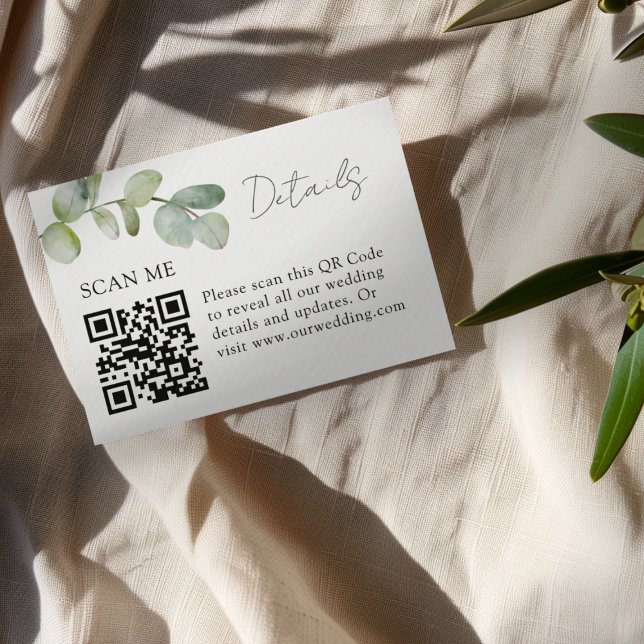 Tarjeta De Recepción Detalles del Boda de eucalipto verde sabio minimal (Subido por el creador)