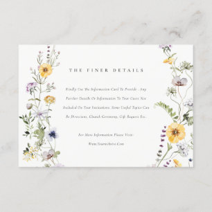 Tarjeta De Recepción Detalles del Boda de flor de flores silvestres ama