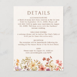 Tarjeta De Recepción Detalles del Boda de Flor Silvestre Otoño