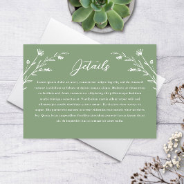 Tarjeta De Recepción Detalles del Boda de Flor Silvestre Rustic Sage Gr