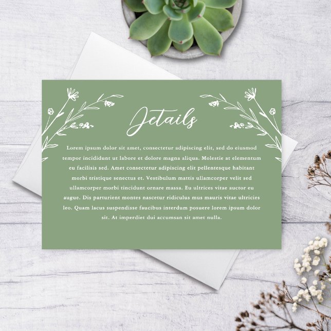 Tarjeta De Recepción Detalles del Boda de Flor Silvestre Rustic Sage Gr (Subido por el creador)