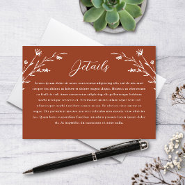 Tarjeta De Recepción Detalles del Boda de Flor Silvestre Rustic Terraco
