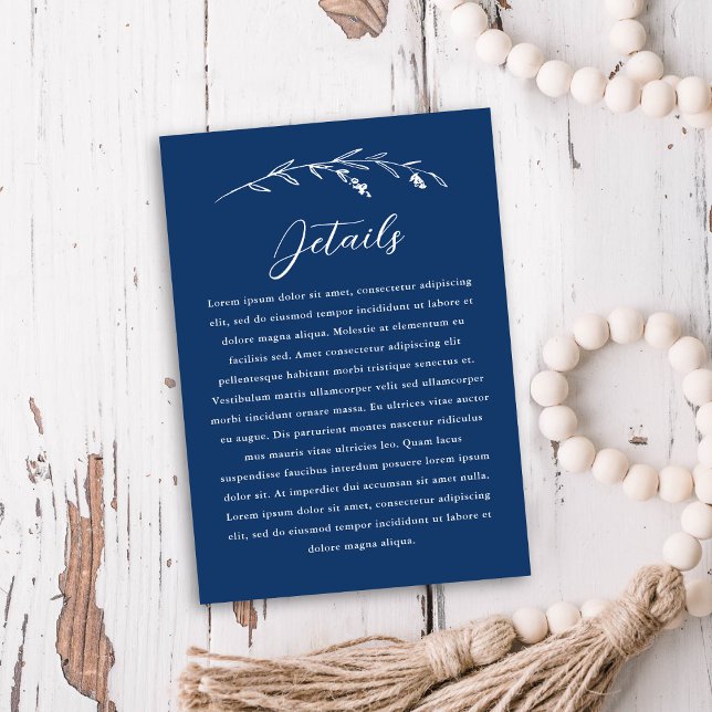 Tarjeta De Recepción Detalles del Boda de Flora Silvestre Azul de la Ma (Subido por el creador)