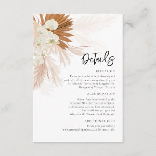 Tarjeta De Recepción Detalles del Boda de Floral de Grass Pampas