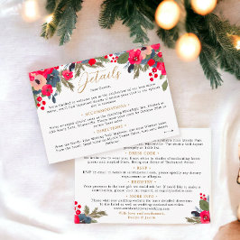 Tarjeta De Recepción Detalles del Boda de Floral de Invierno Rústico El