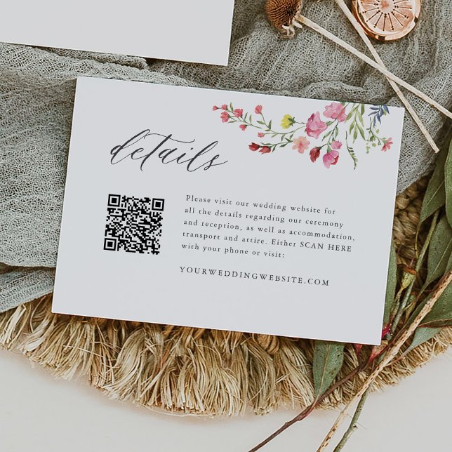 Tarjeta De Recepción Detalles del Boda de Floral de Jardín Temático QR (Subido por el creador)