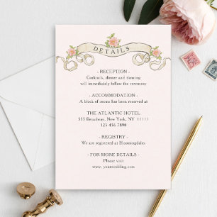 Tarjeta De Recepción Detalles del Boda de Floral de la orquesta victori