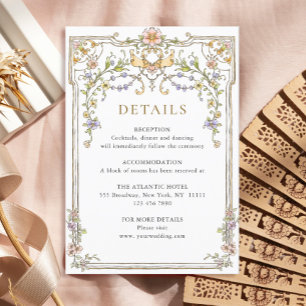 Tarjeta De Recepción Detalles del Boda de Floral de la orquesta victori