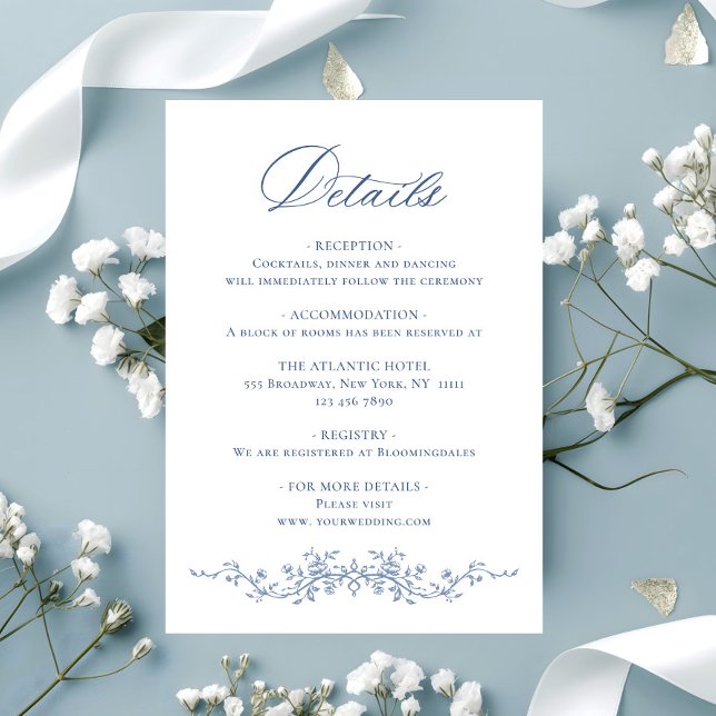 Tarjeta De Recepción Detalles del Boda de Floral de la orquesta victori (Subido por el creador)