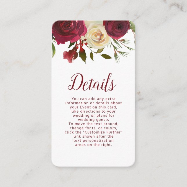 Tarjeta De Recepción Detalles del Boda de floral Mistletoe Manor Waterc (Anverso)