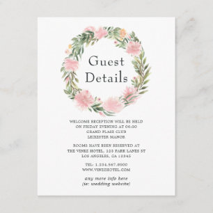 Tarjeta De Recepción Detalles del Boda de Floral Rosa Tropical